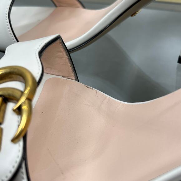 GUCCI GG Marmont White Heels Sandals SZ 38.5 - Picture 7 of 11